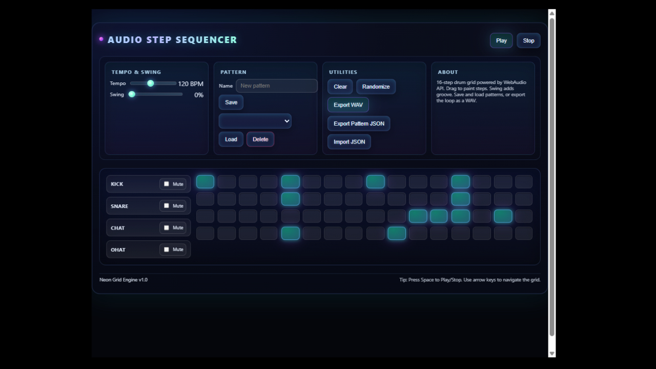 Audio step sequencer app