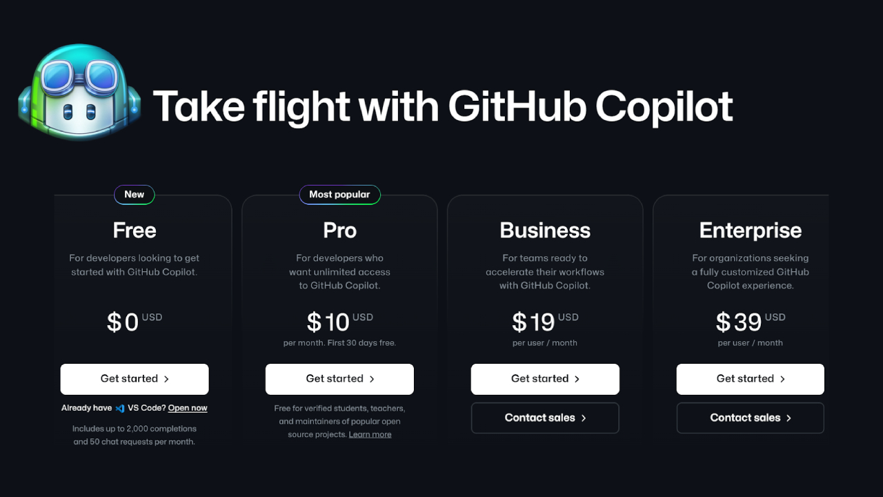 GitHub Copilot Plans