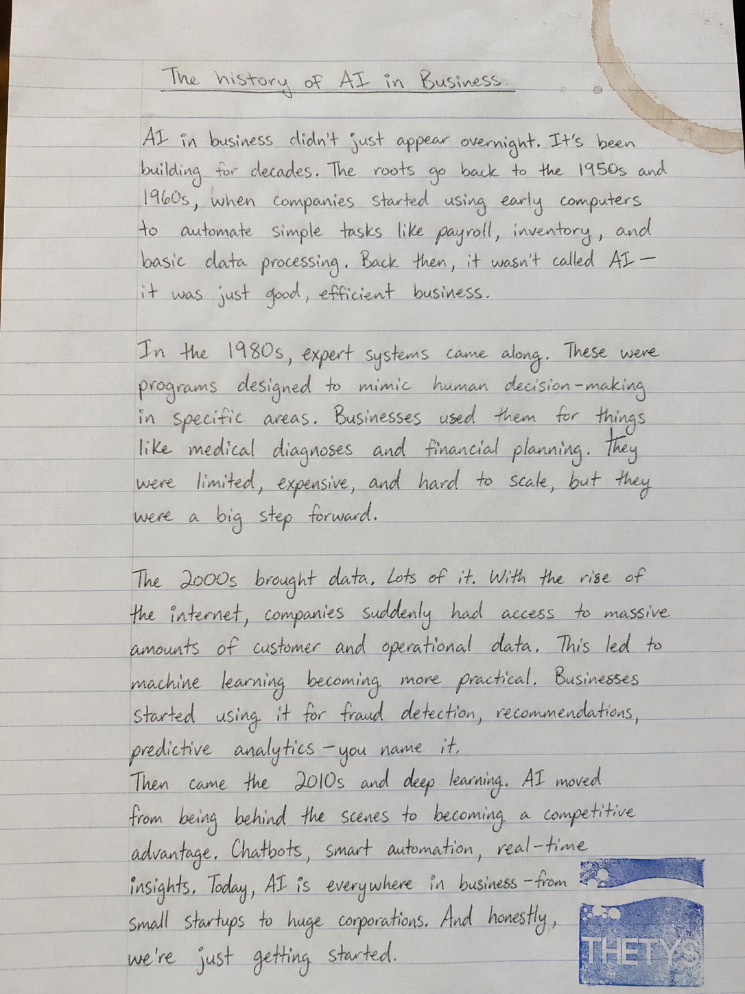 handwritten essay