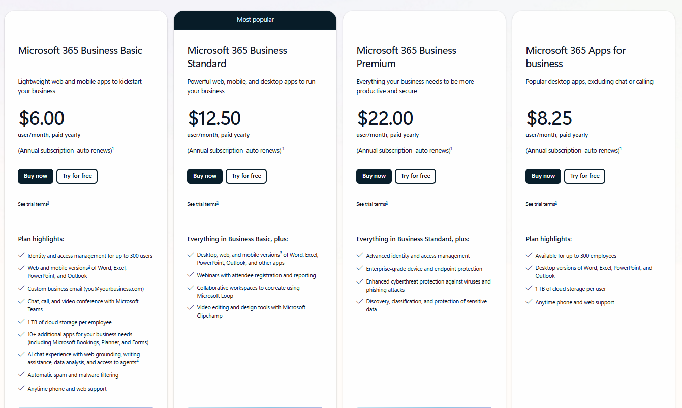 Microsoft 365 plans